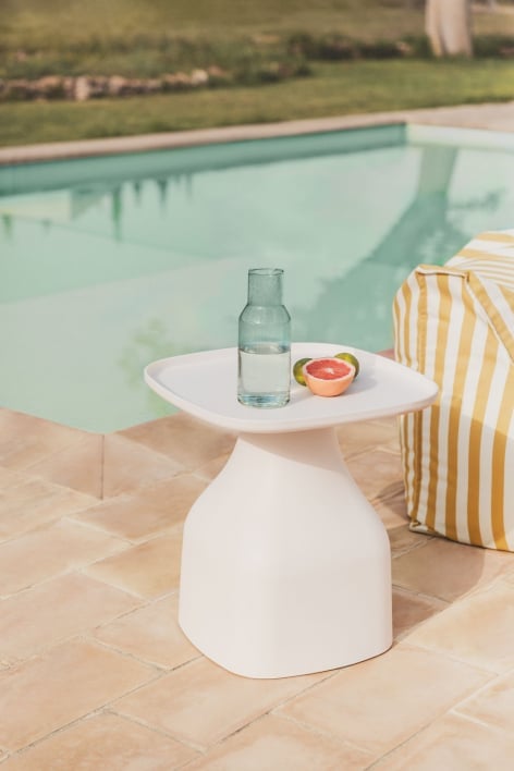 Table d'appoint de jardin carrée 50x50 cm en polypropylène Jubarri - Blanc Gardenia