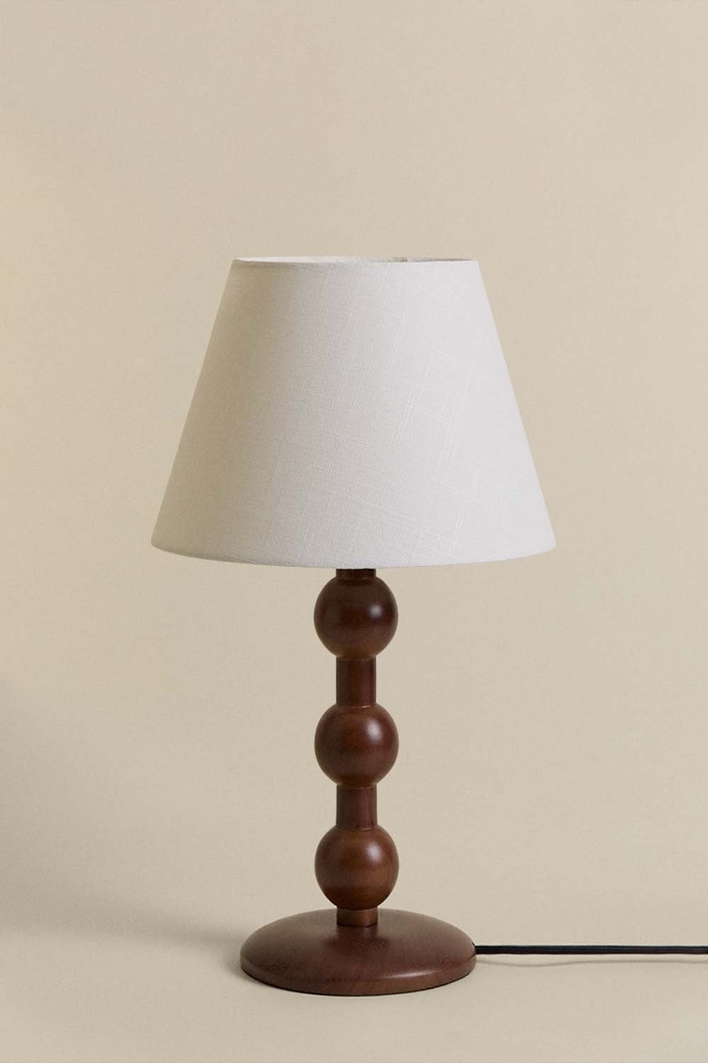 Lampe de table en bois d'hévéa Dorela, image de la galerie 2