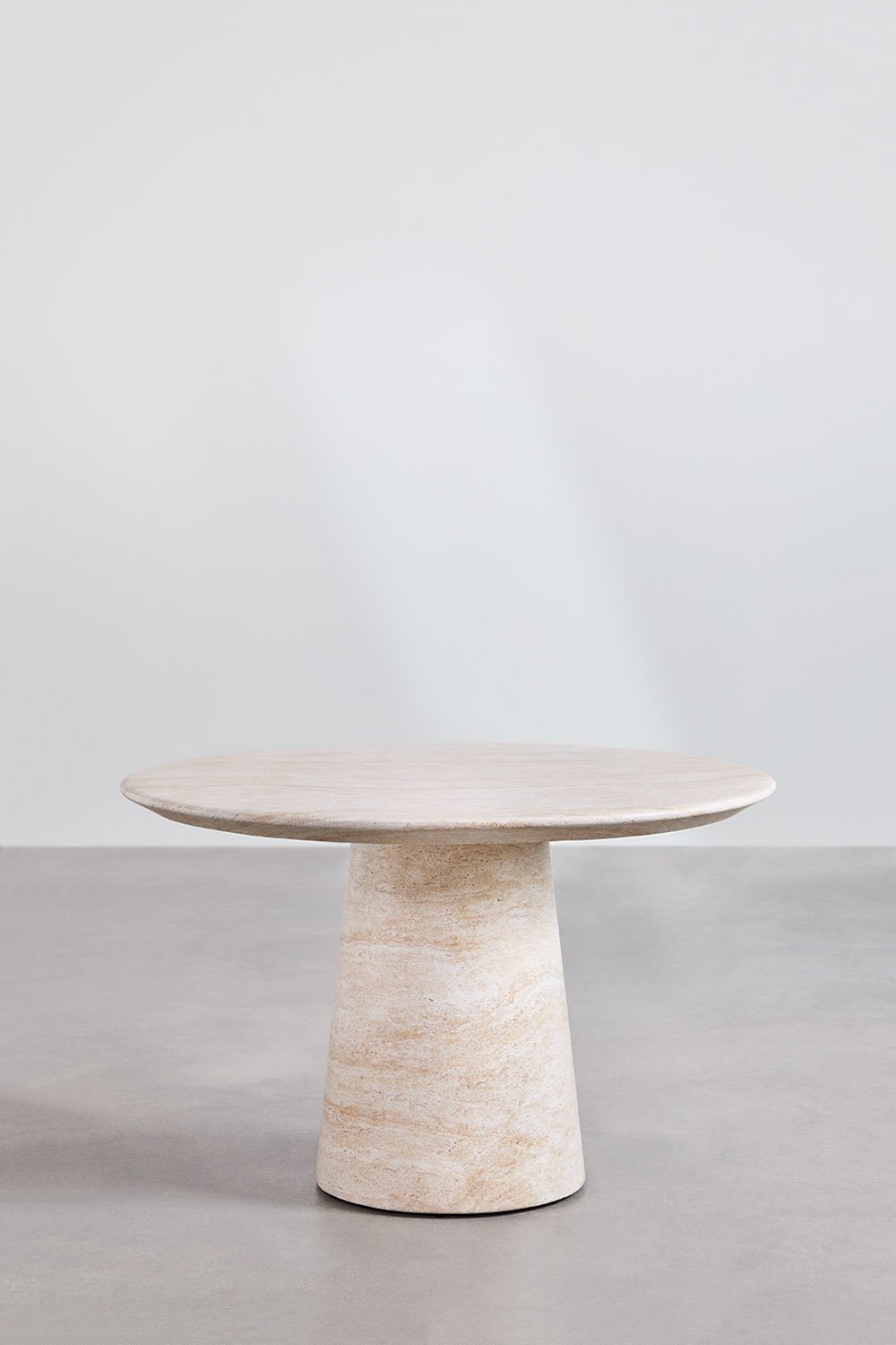 Table de salle à manger ronde Ø120 cm en aspect ciment travertin Noemi, image de la galerie 2