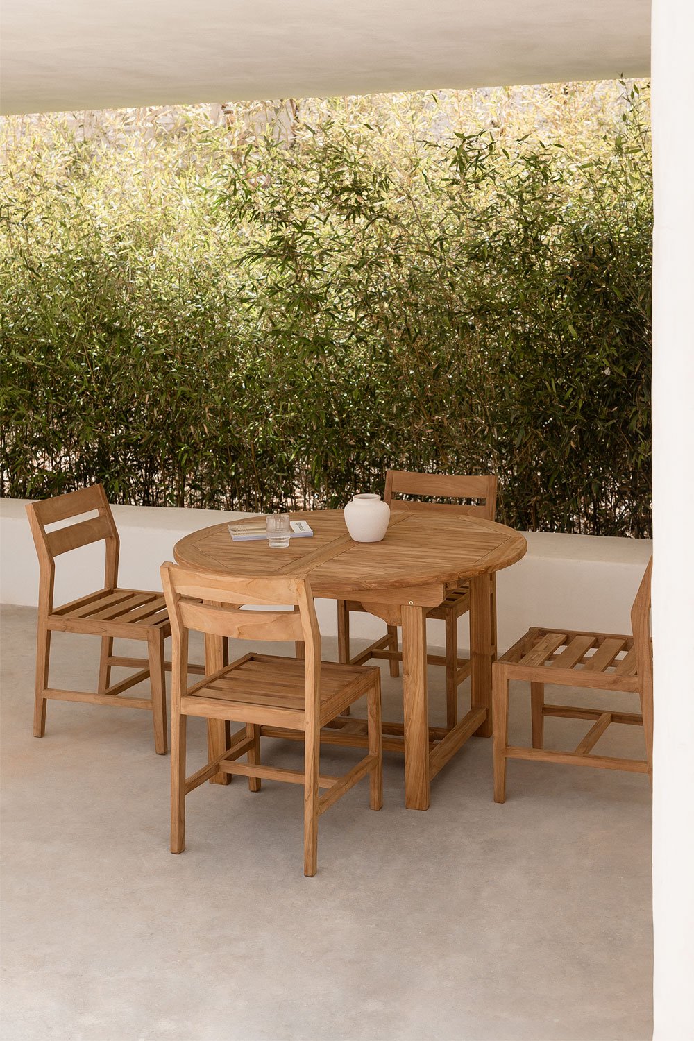 Table de jardin extensible en bois de teck (120-170x120 cm) Pira , image de la galerie 1