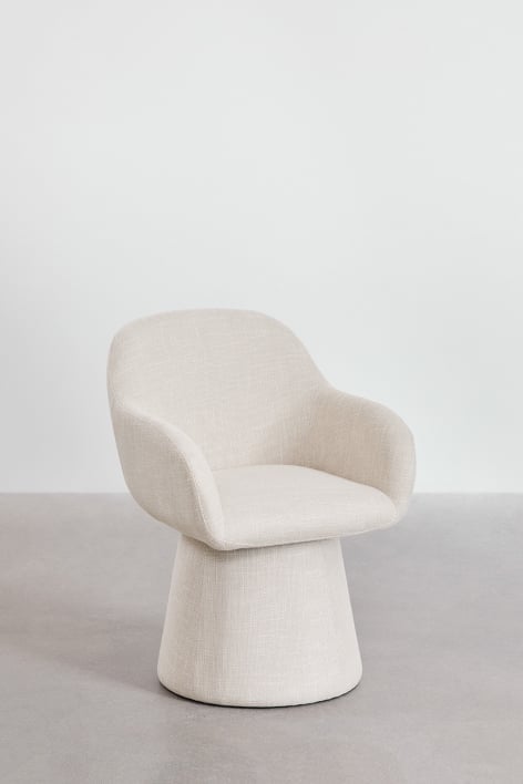 Pack de 4 chaises de salle à manger rembourrées Erica avec accoudoirs - Tissu Beige crème