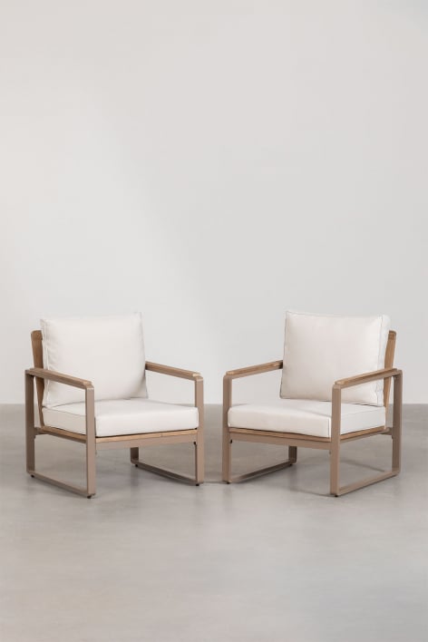 Pack de 2 fauteuils de jardin Giselle en aluminium et bois d'acacia