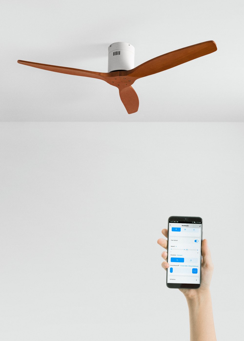 CREATE - WIND CALM - Ventilateur de plafond 40W silencieux Ø132 cm 15W 100% bois, image de la galerie 1