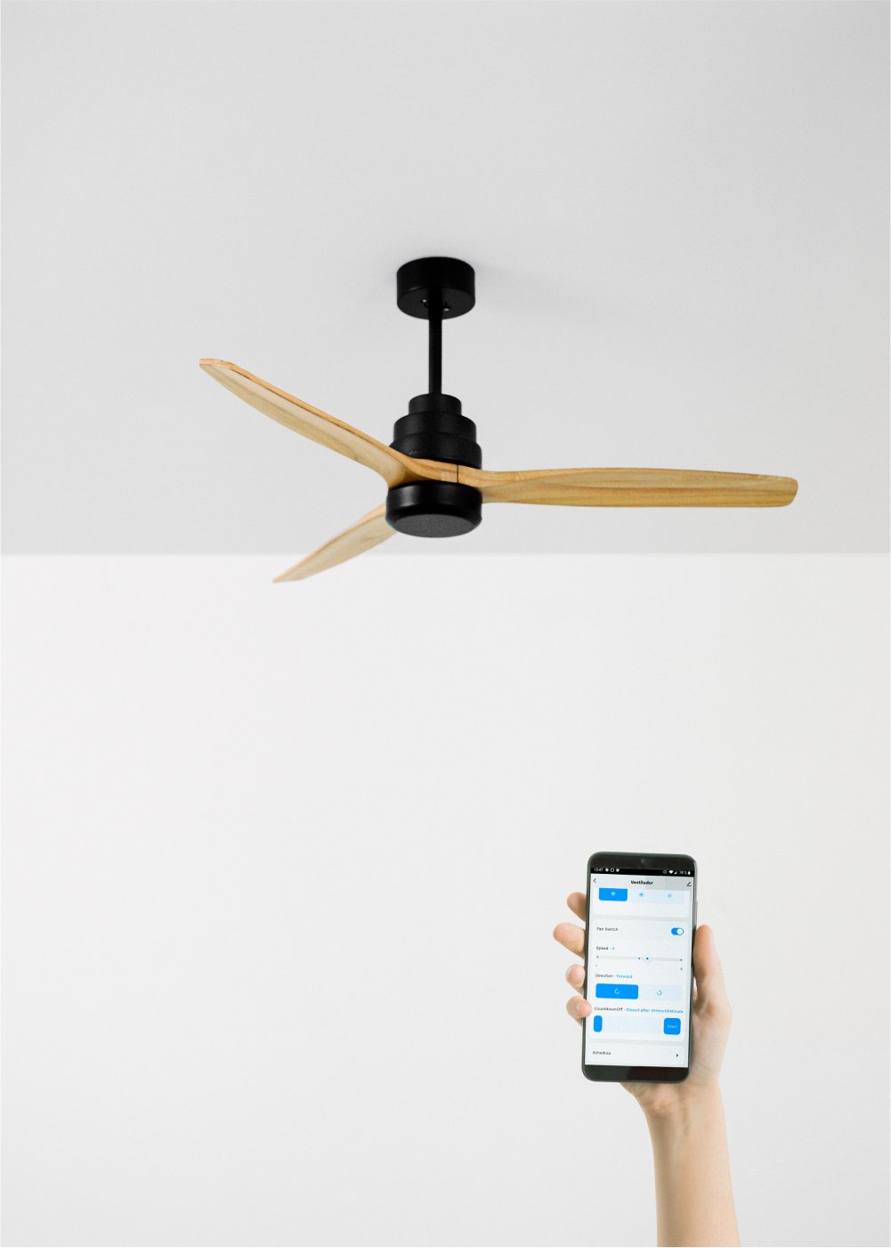 CREATE - WIND STYLANCE - Ventilateur de plafond 40W silencieux Ø132 cm 100% bois, image de la galerie 1