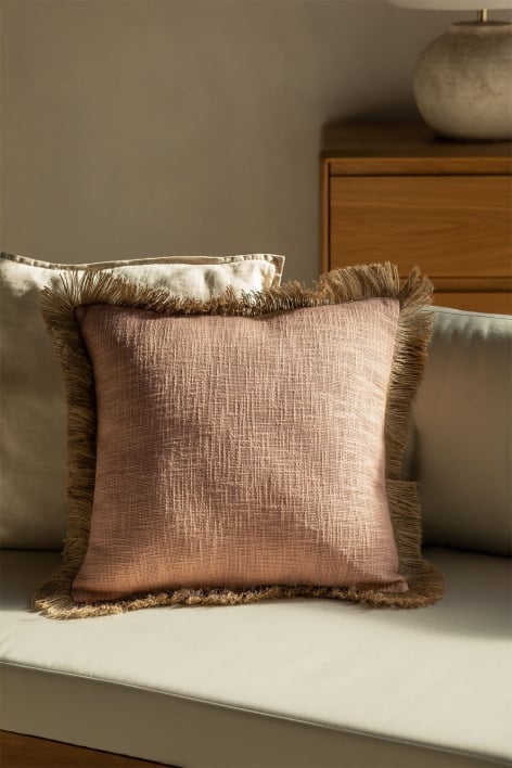 Coussin carré en coton (45x45 cm) Paraiba - Rose Noisette - Beige Lin