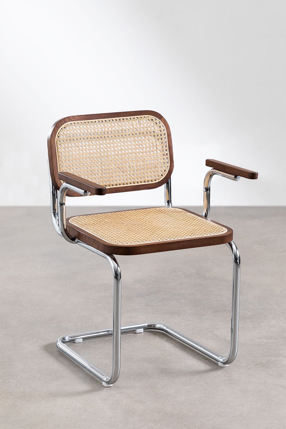 Pack de 4 chaises de salle à manger avec accoudoirs en rotin et acier Tento, image de la galerie 3