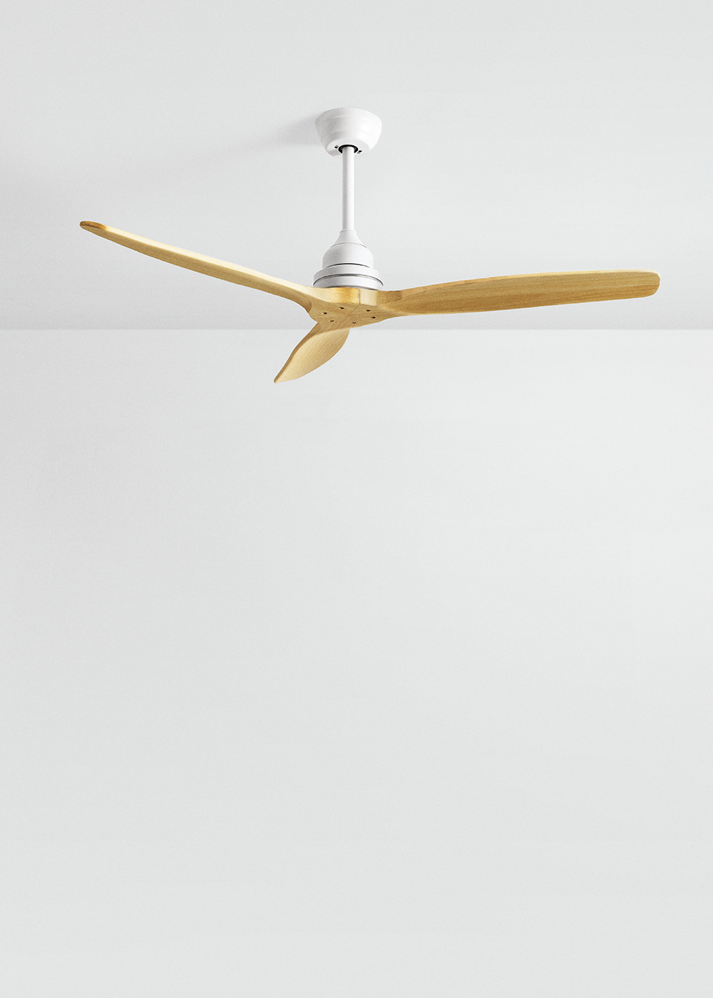 Ventilateur Plafond Create/Windwood - Ø132cm - Pales Bois - 3 Vitesses - Minuterie 1-4h - Moteur AC Silencieux - Blanc