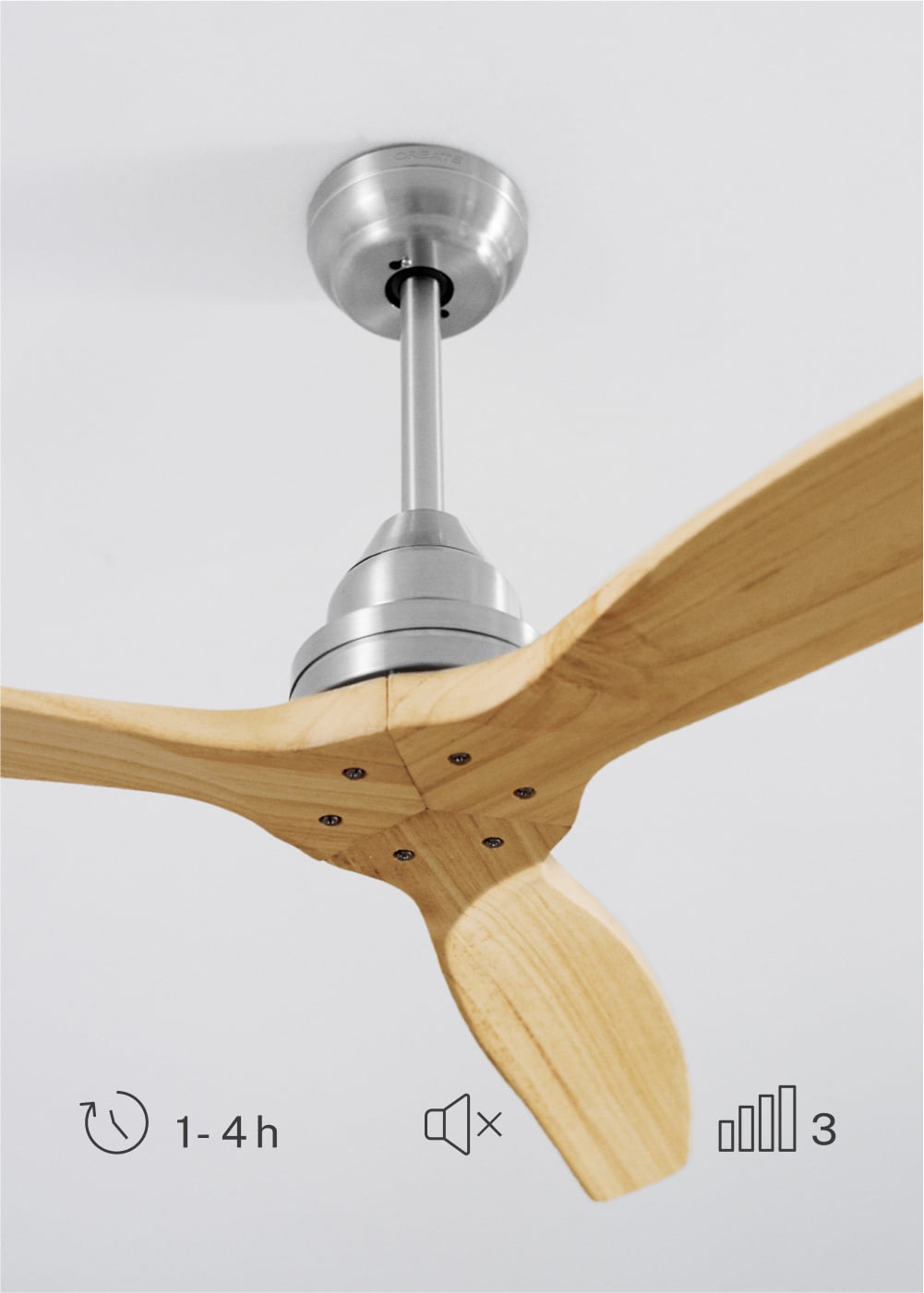 CREATE - WIND WOOD - Ventilateur de plafond 75W silencieux Ø132 cm 100% bois, image de la galerie 3