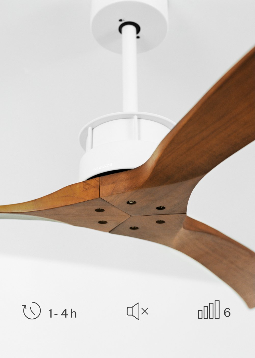 CREATE - WIND LARGE - Ventilateur de plafond 40W silencieux XL Ø152 cm 100% bois, image de la galerie 4