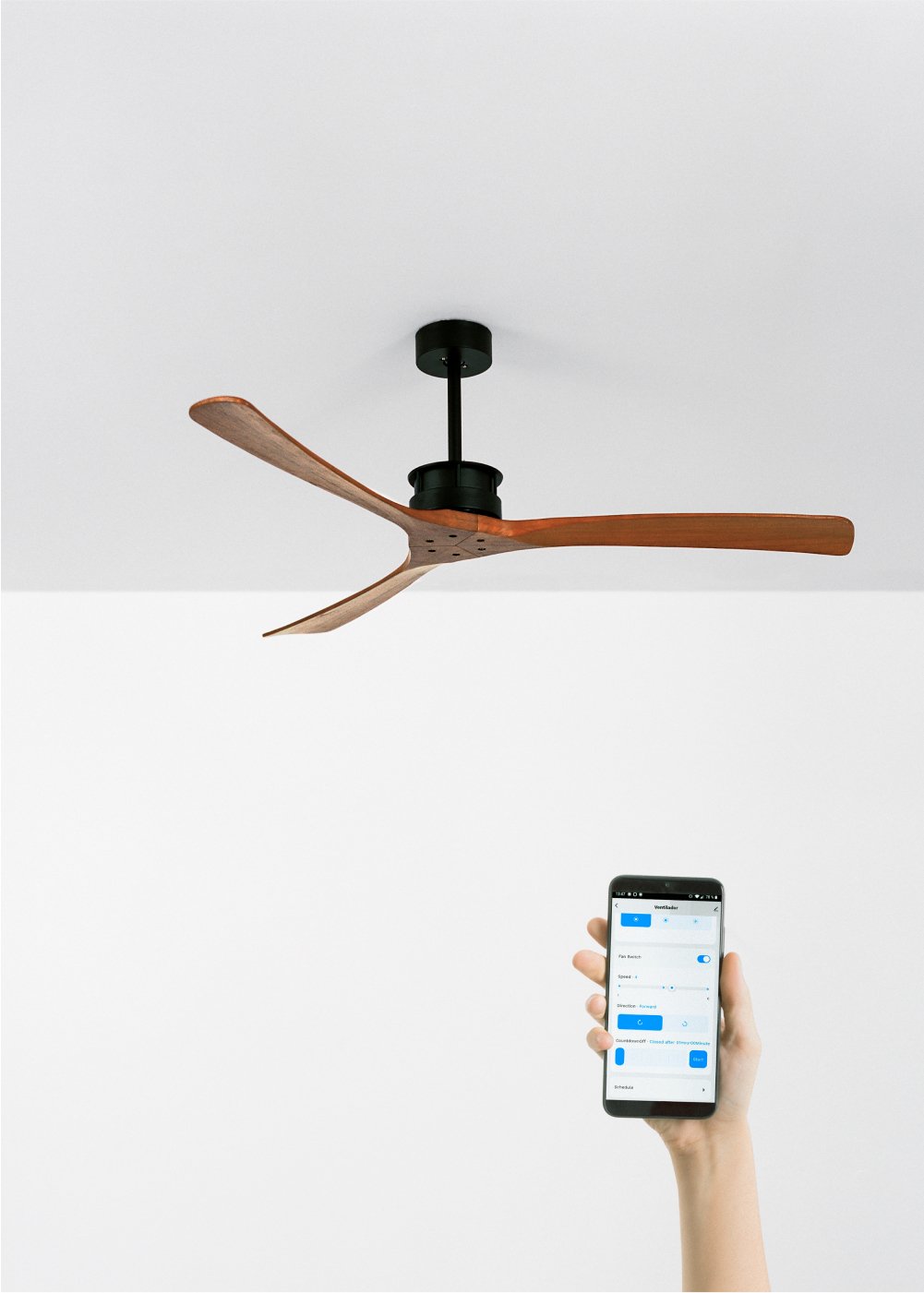 CREATE - WIND LARGE - Ventilateur de plafond 40W silencieux XL Ø152 cm 100% bois, image de la galerie 1