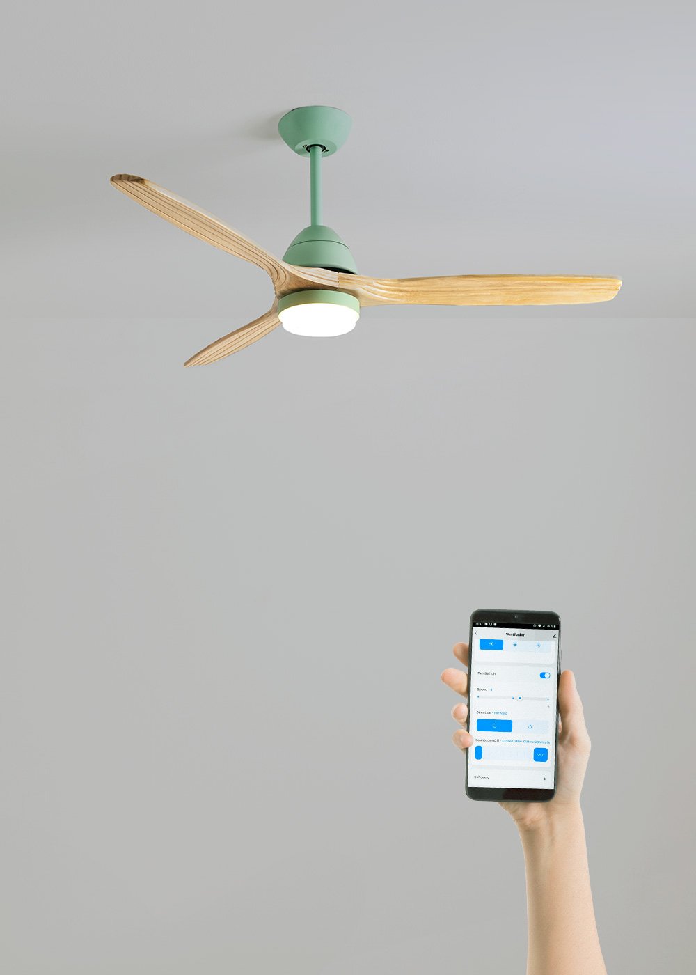 CREATE - WIND CUP - Ventilateur de plafond 40W silencieux Ø132 cm 100% bois, image de la galerie 1