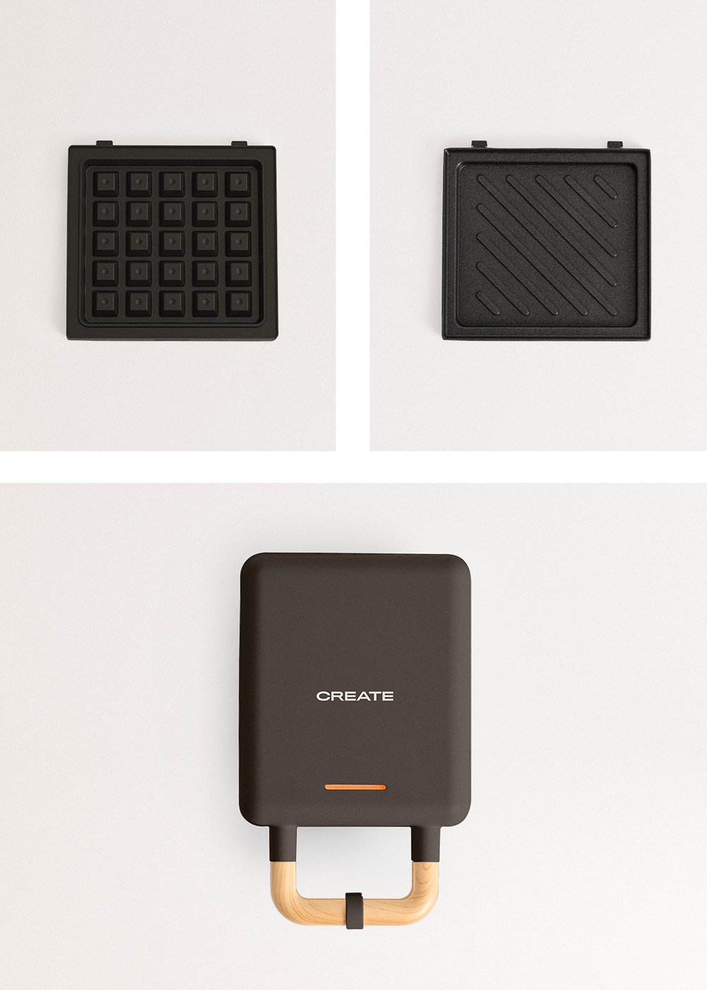 CREATE - STONE STUDIO - Appareil à croque-monsieur, grill et gaufrier à plaques interchangeables, image de la galerie 7