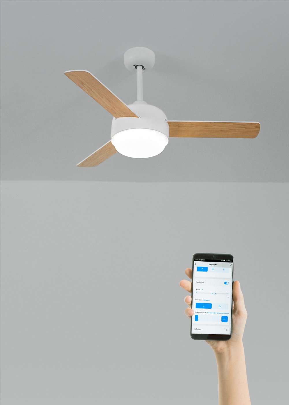 CREATE - WIND BALL - Ventilateur de plafond 40W silencieux Ø112 cm avec éclairage LED de 15W, image de la galerie 1