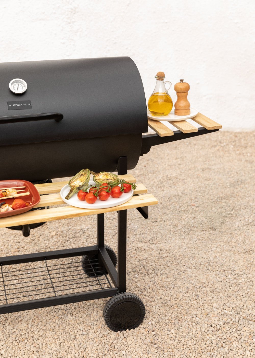 CREATE - BBQ SMOKEY - Barbecue fumoir au charbon, sur roulettes, image de la galerie 2