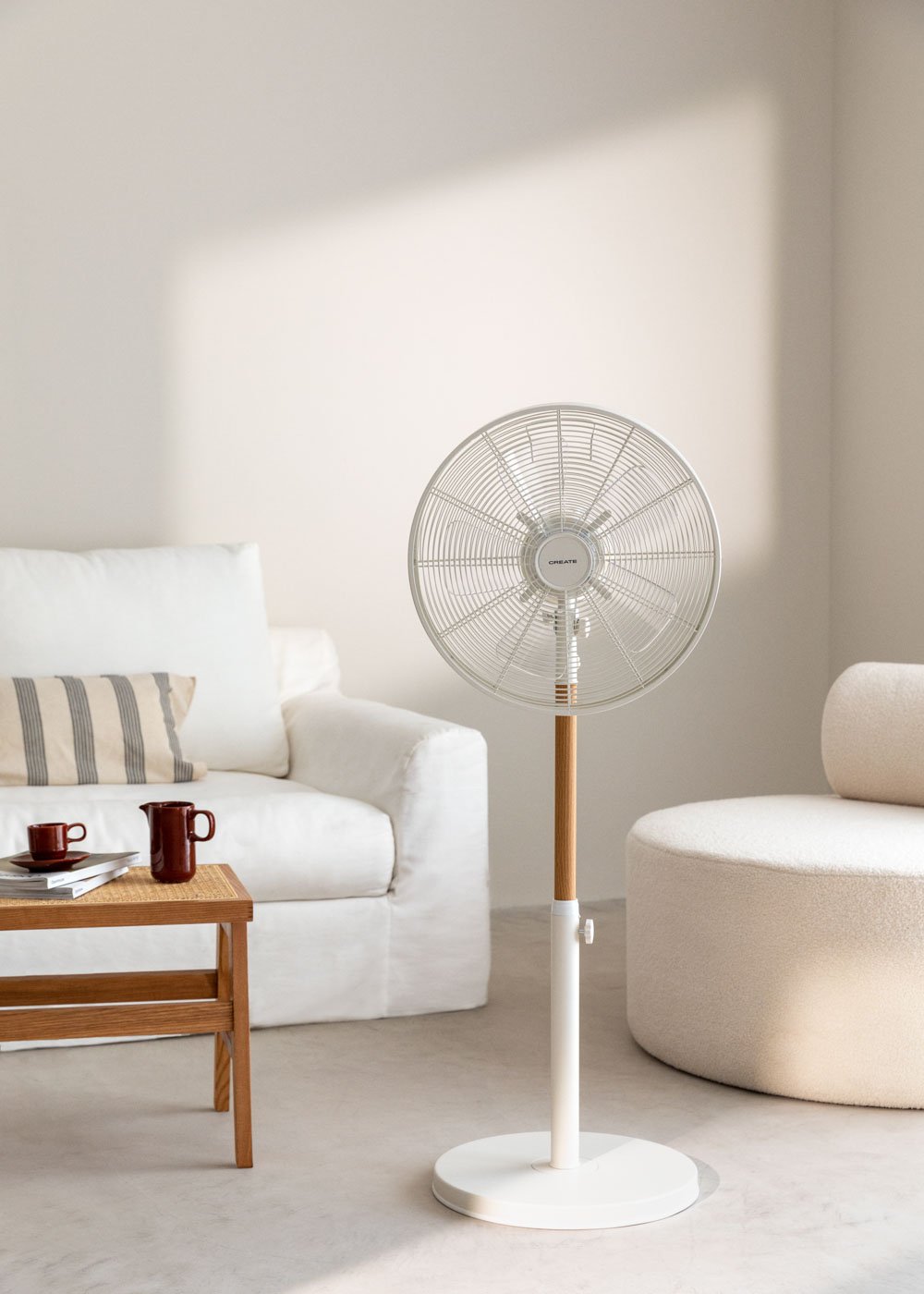 CREATE - AIR STAND WOOD - Ventilateur sur pied oscillant de style rétro 50 W, image de la galerie 1