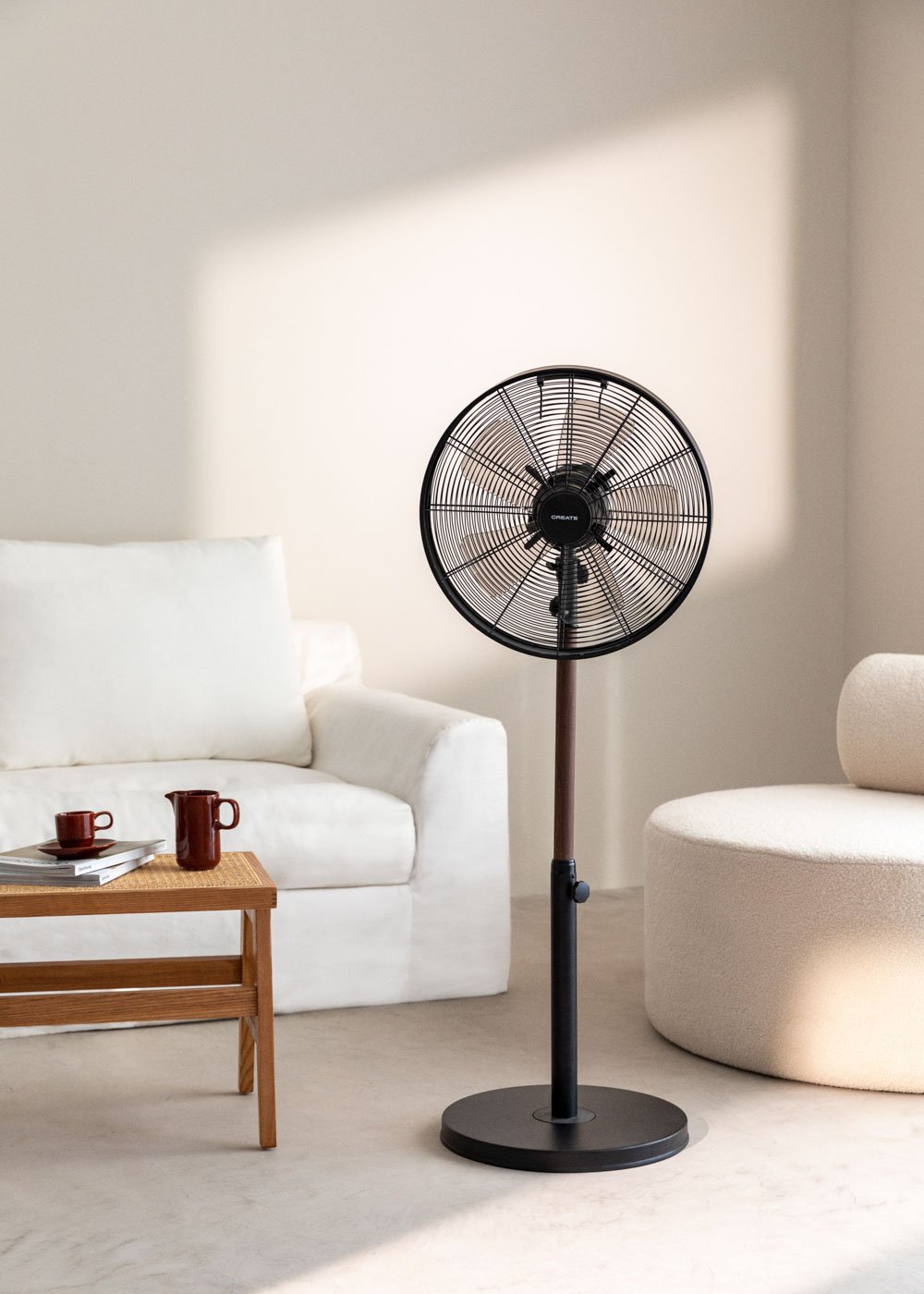 CREATE - AIR STAND WOOD - Ventilateur sur pied oscillant de style rétro 50 W, image de la galerie 1