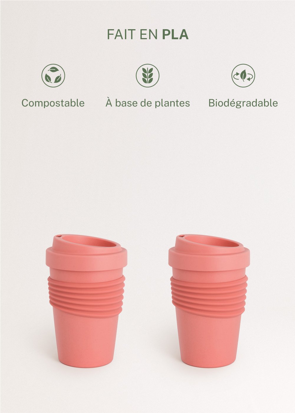 CREATE - KITCHENWARE OUTDOOR ECO - Verre à café avec couvercle fabriqué dans un matériau recyclé, image de la galerie 1