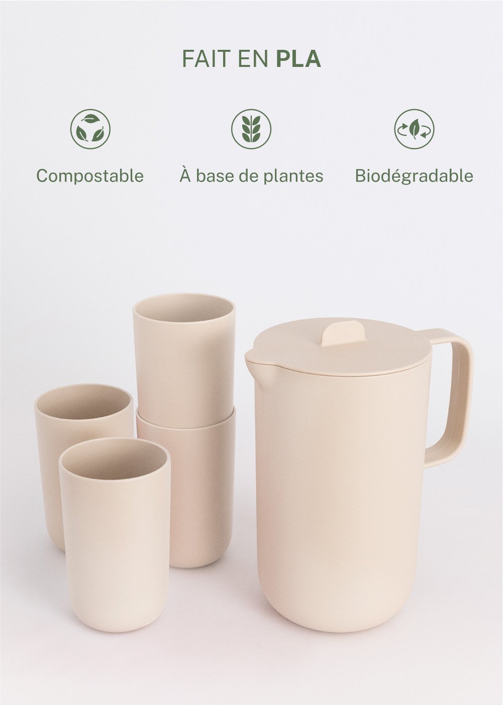 CREATE - KITCHENWARE OUTDOOR ECO - Service carafe de 2 L et 4 verres de 500 ml, image de la galerie 3