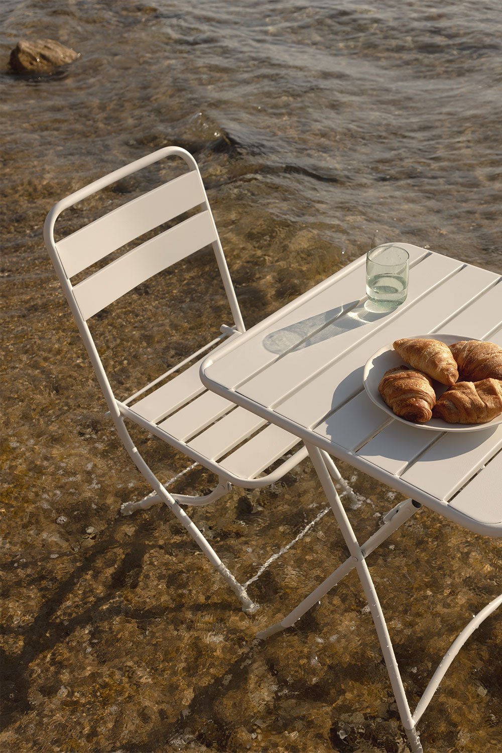 Table de jardin pliante carrée en acier (60x60 cm) Janti, image de la galerie 1