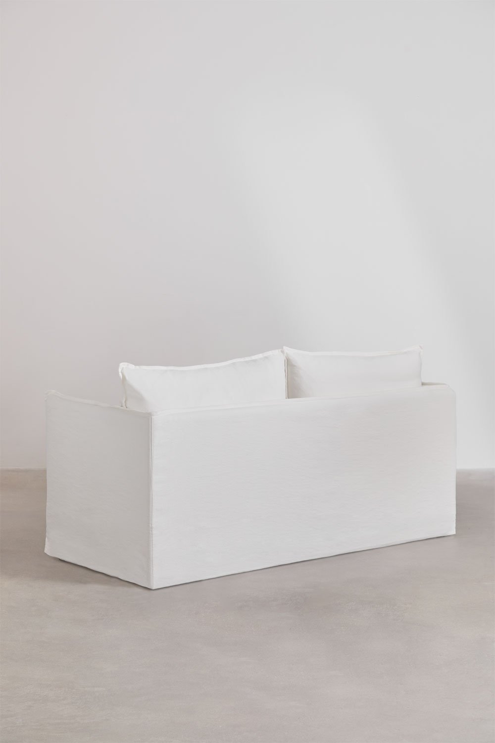 Ensemble de salon avec un canapé 2 places, un canapé 3 places et un pouf en lin et coton Grace, image de la galerie 8