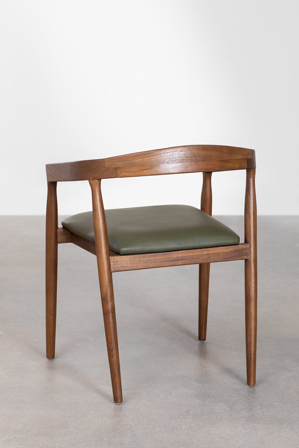 Pack de 4 chaises de salle à manger en bois de teck et cuir Visby, image de la galerie 4