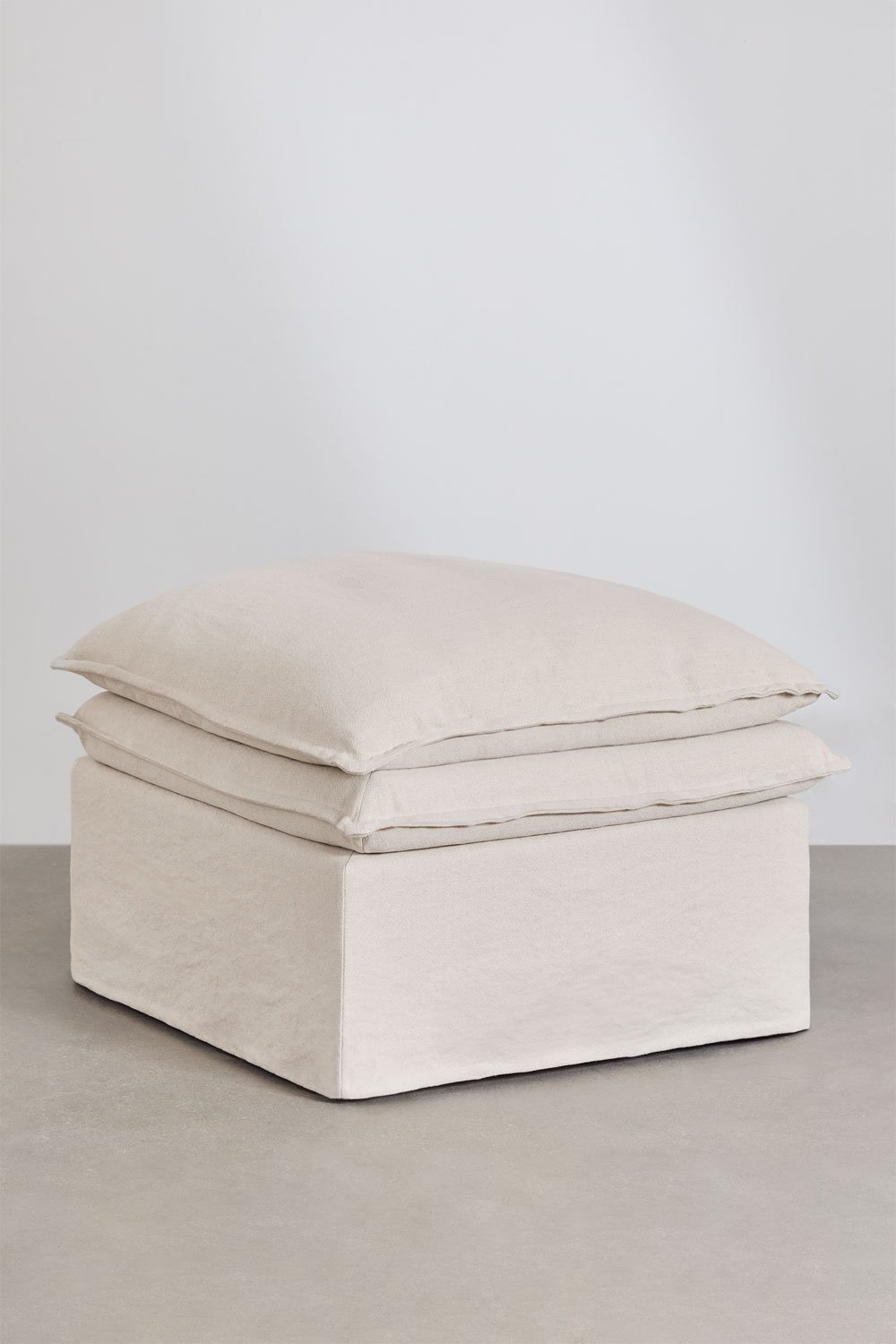 Canapé modulable 3 pièces avec méridienne et pouf en lin et coton Grace, image de la galerie 11