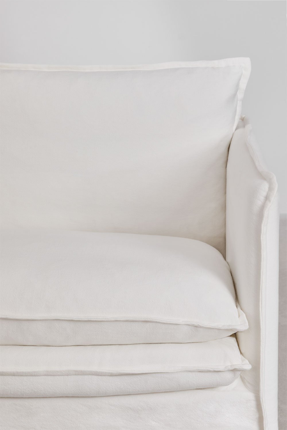 Ensemble de salon avec canapé 3 places, fauteuil et pouf en lin et coton Grace, image de la galerie 2