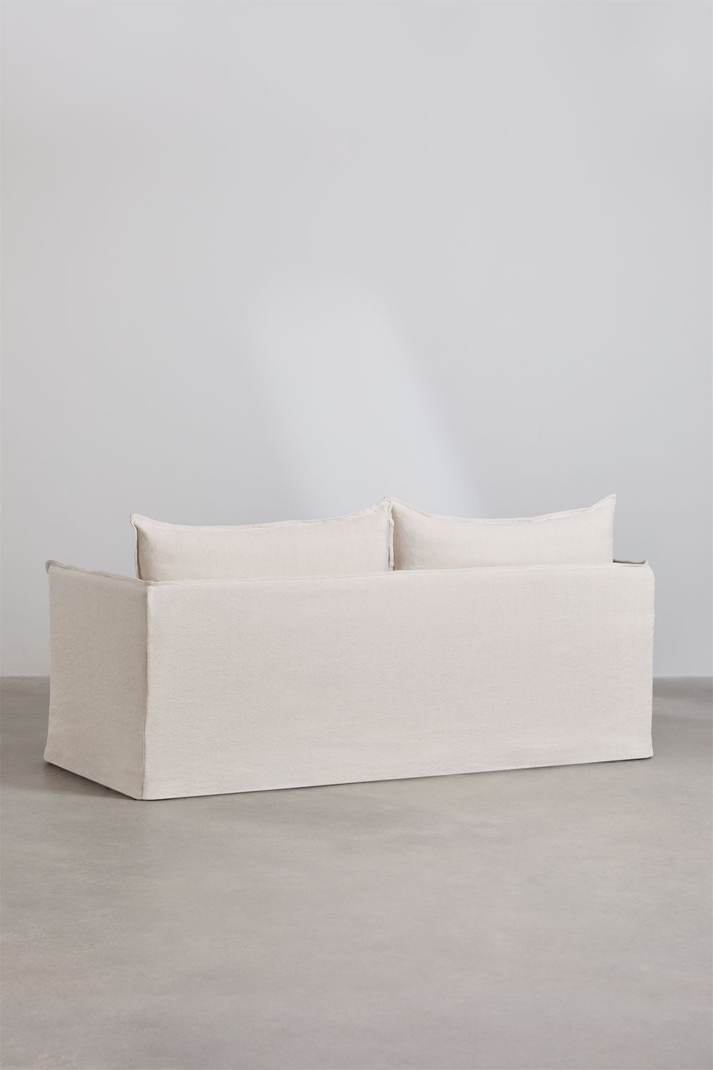 Ensemble de salon avec un canapé 3 places, 2 fauteuils et un pouf en lin et coton Grace, image de la galerie 4