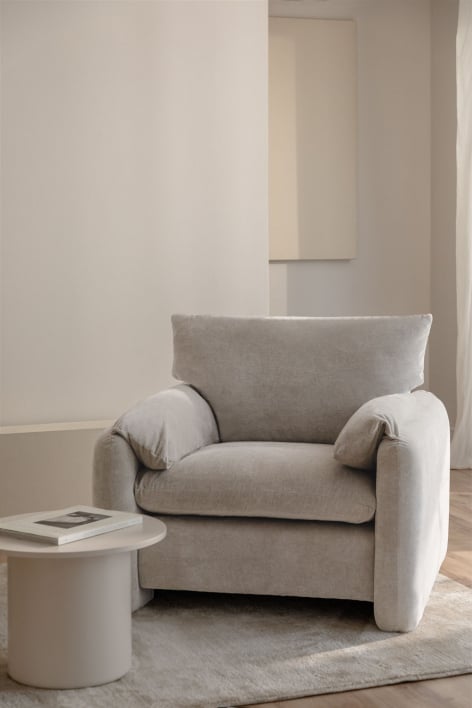 Fauteuil tapissé Serra - Tissu Chenille Gris Clair