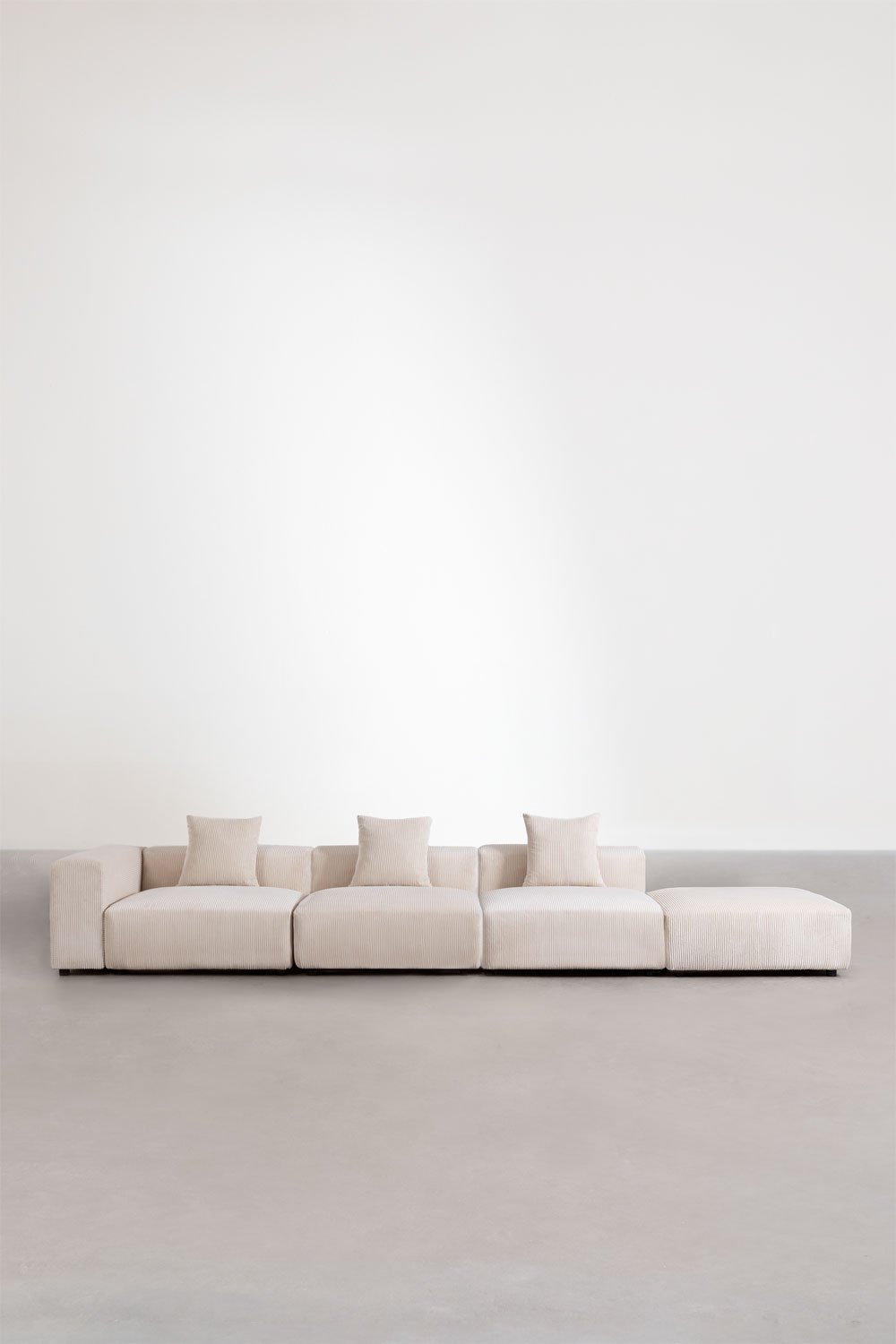 Canapé d'angle modulaire gauche 3 pièces avec accoudoir haut et pouf ↔︎450 cm Bruna, image de la galerie 3