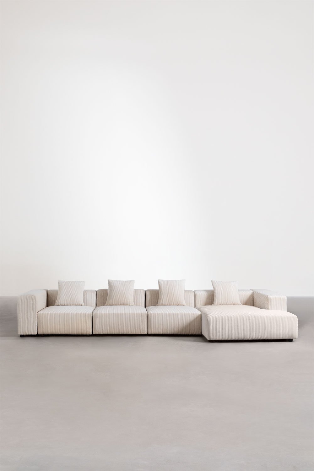 Canapé modulaire chaise longue droit de 4 pièces ↔︎420 cm avec accoudoir haut Bruna, image de la galerie 3