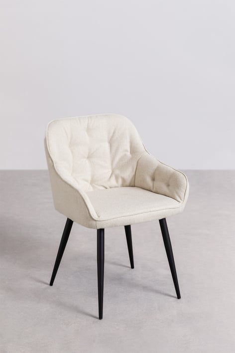 Pack de 4 chaises de salle à manger en tissu Zilen - Blanc Cassé