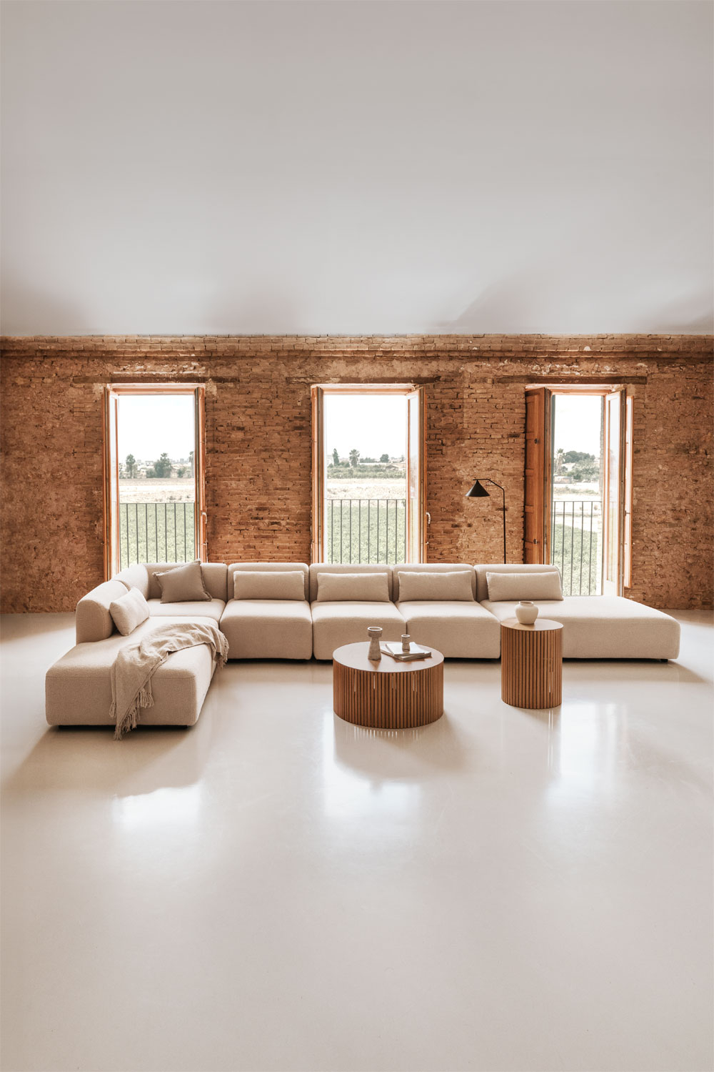 Canapé d'angle modulaire 6 pièces avec double méridienne Fogler - SKLUM