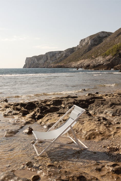 Chaise longue pliante avec coussin en acier Jensy