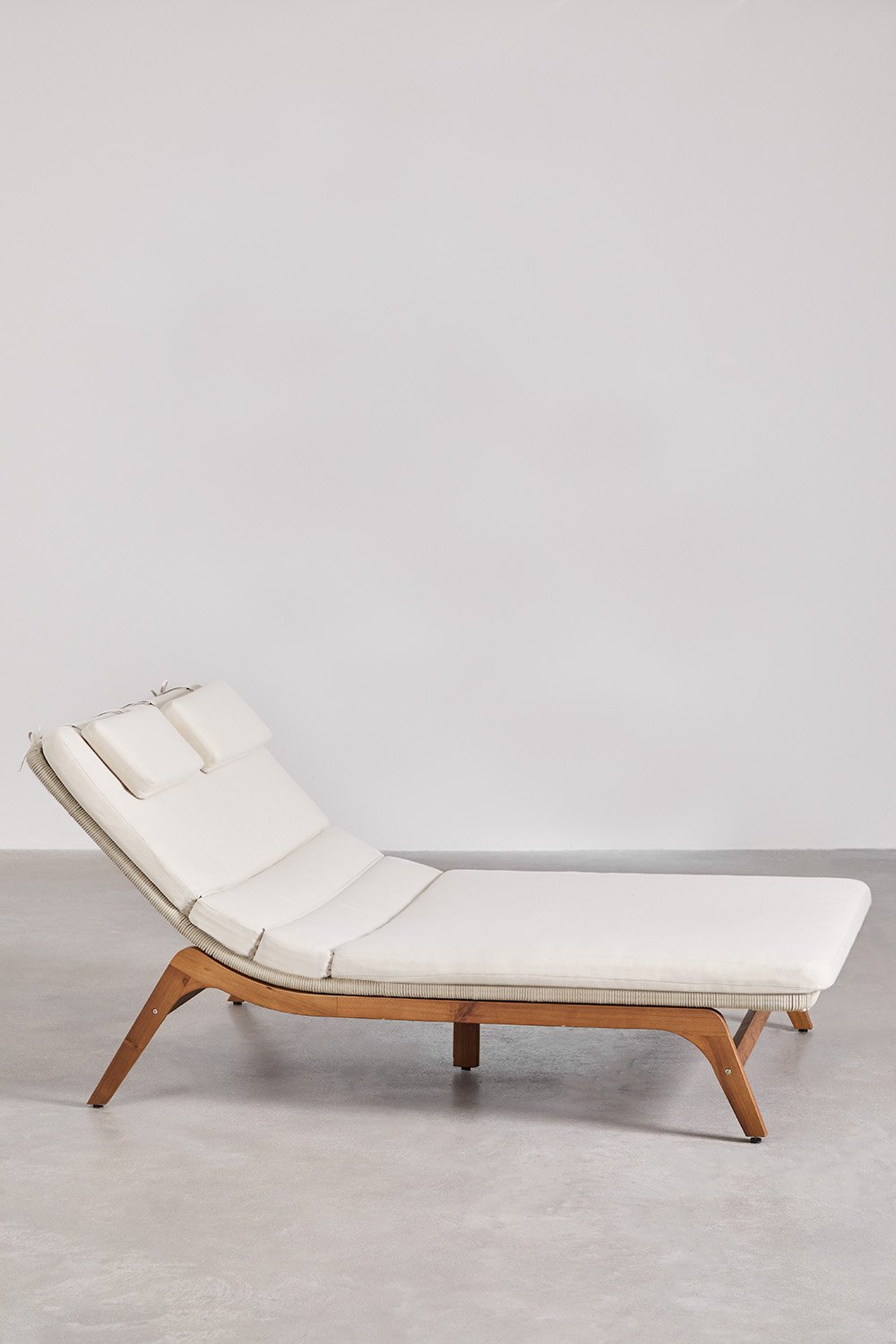 Chaise longue double en bois d'acacia avec coussin Vejer, image de la galerie 5