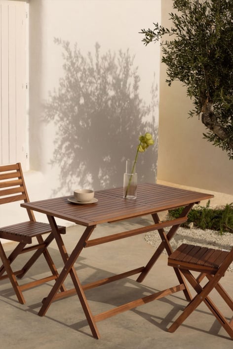 Table de jardin pliante rectangulaire en bois d'acacia (120x60 cm) Delawer