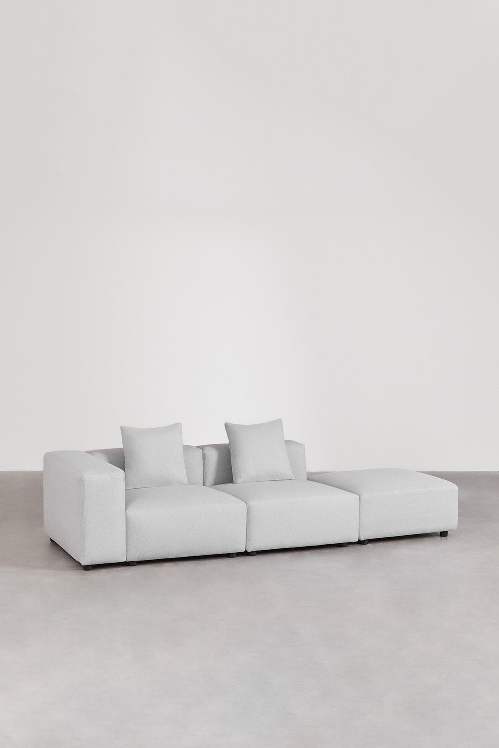 Canapé d'angle modulaire gauche 2 pièces avec accoudoir haut et pouf ↔︎285 cm Bruna, image de la galerie 3