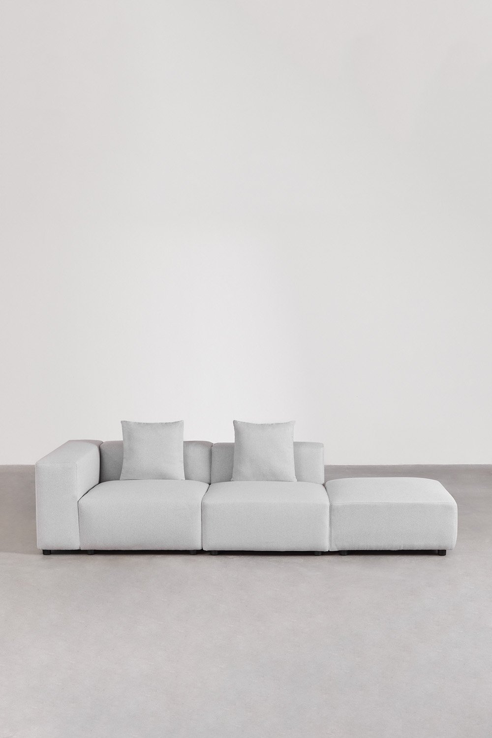 Canapé d'angle modulaire gauche 2 pièces avec accoudoir haut et pouf ↔︎285 cm Bruna, image de la galerie 4