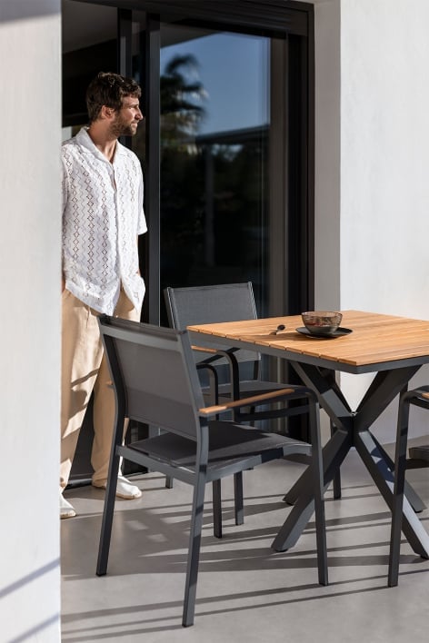 Ensemble table carrée (90x90 cm) et 4 chaises de jardin Archer