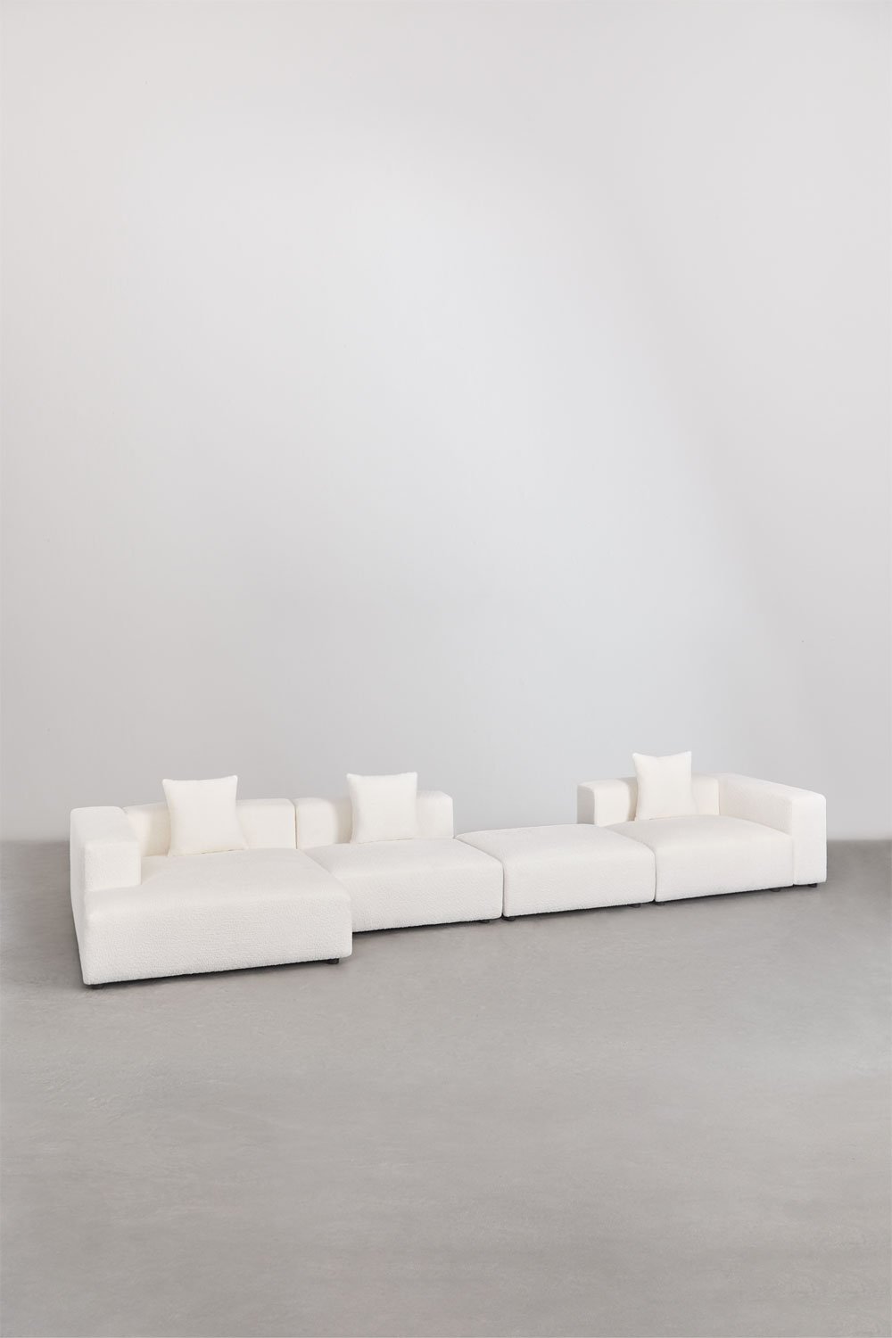 Canapé modulaire avec méridienne gauche de 3 pièces avec accoudoir haut et pouf (↔︎480 cm) Bruna, image de la galerie 1