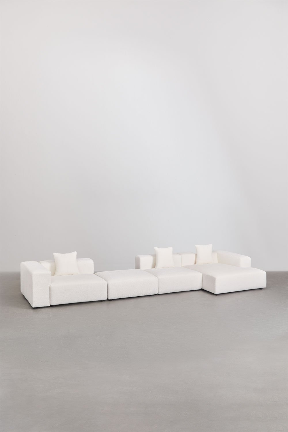 Canapé modulaire avec méridienne droite de 3 pièces avec accoudoir haut et pouf (↔︎480 cm) Bruna, image de la galerie 1