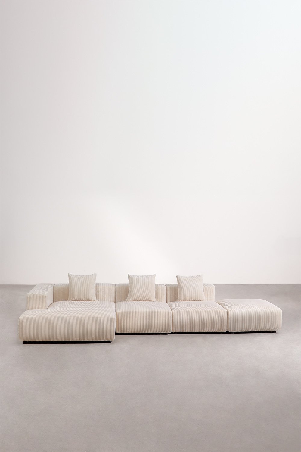 Canapé modulaire avec méridienne d'angle gauche 3 pièces avec pouf ↔︎390 cm Bruna, image de la galerie 3