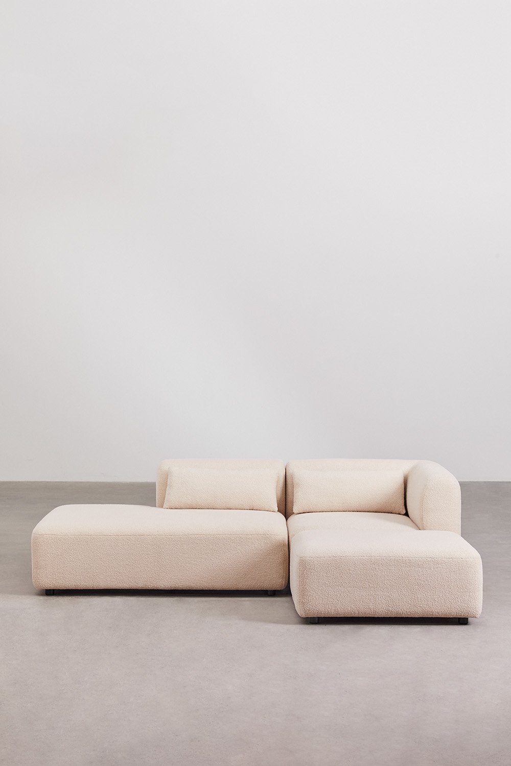 Canapé d'angle modulable 2 pièces avec méridienne gauche et pouf Fogler, image de la galerie 3