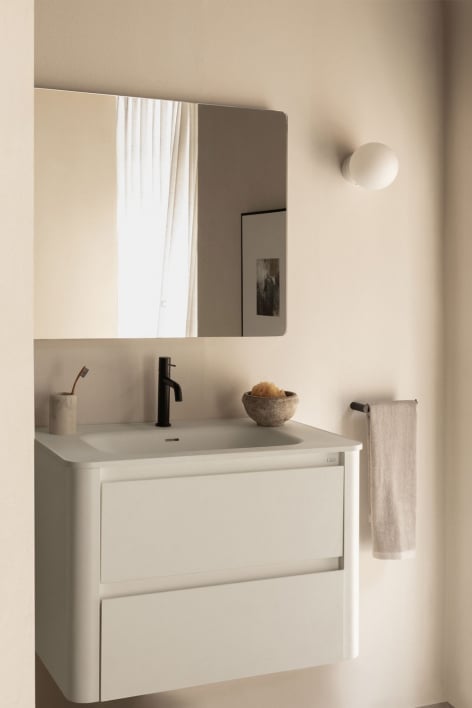 Ensemble de meubles de salle de bain en bois avec lavabo intégré et miroir Egerton