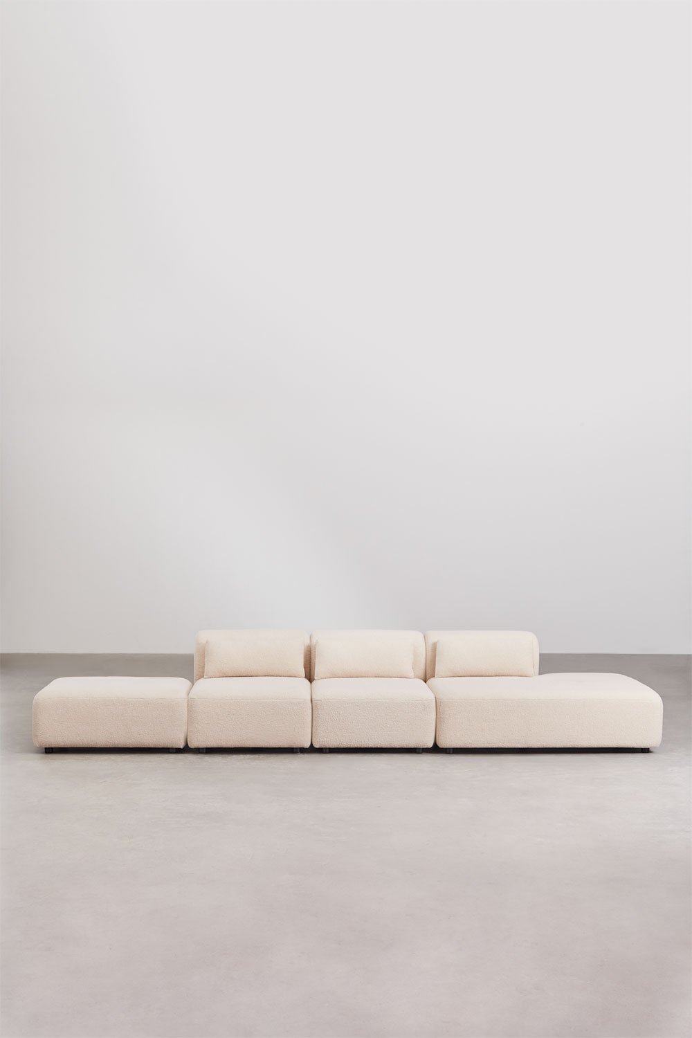 Canapé modulable 3 pièces avec méridienne droite et pouf Fogler, image de la galerie 3