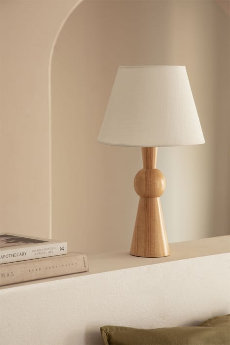 Lampe de table en bois d'hévéa Jevila