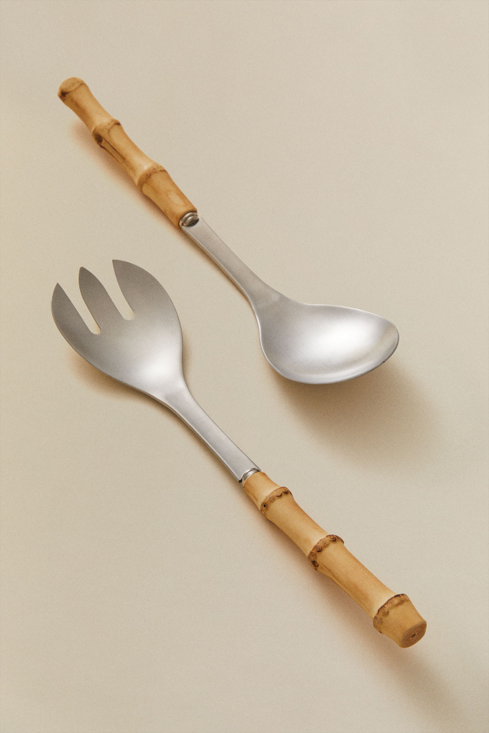 Couvert à Salade En Inox Avec Manche En Corne - Style Art Nouveau - 26 Cm
