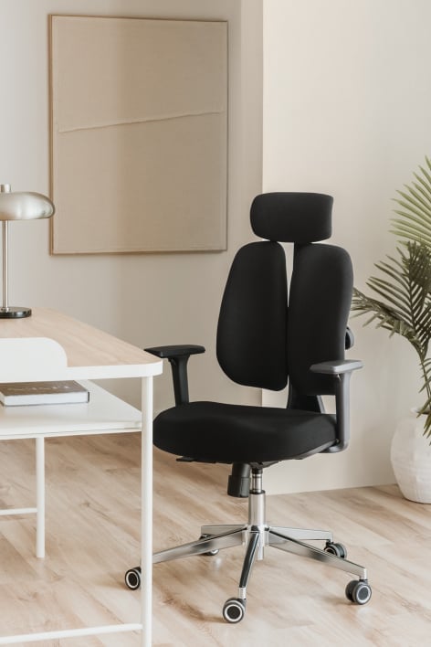 Chaise de bureau avec roulettes et accoudoirs Belcaire - Noir