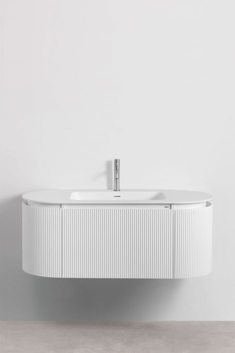 Ensemble de meubles de salle de bain en bois Carsone avec lavabo intégré - Blanc