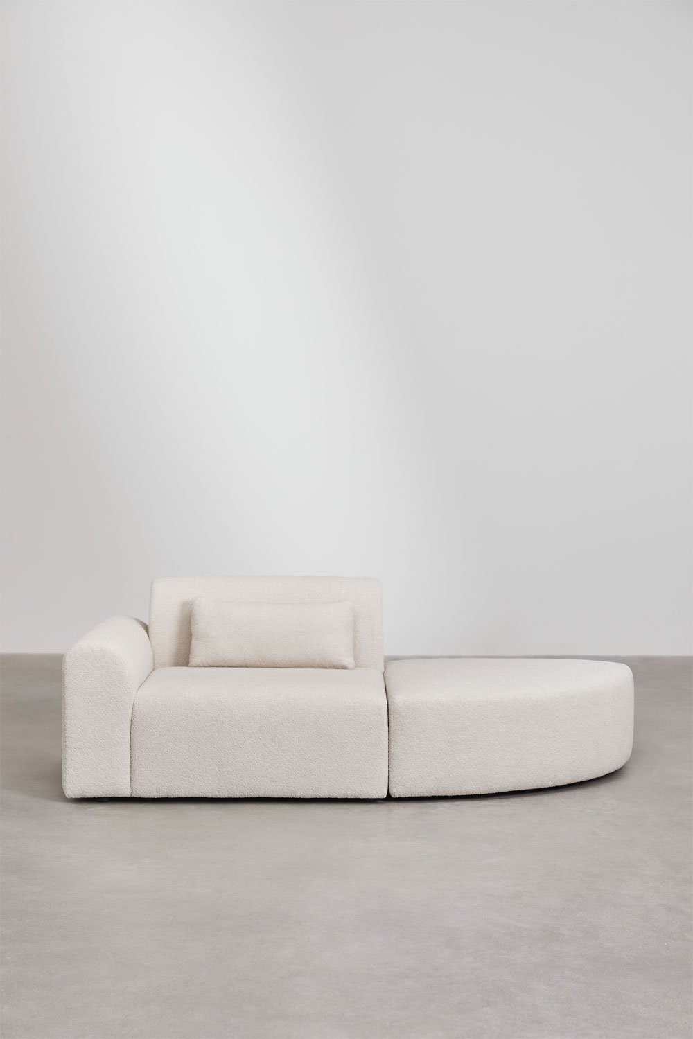 Canapé modulable 1 pièce d'angle gauche avec pouf triangulaire en peau lainée Borjan, image de la galerie 4